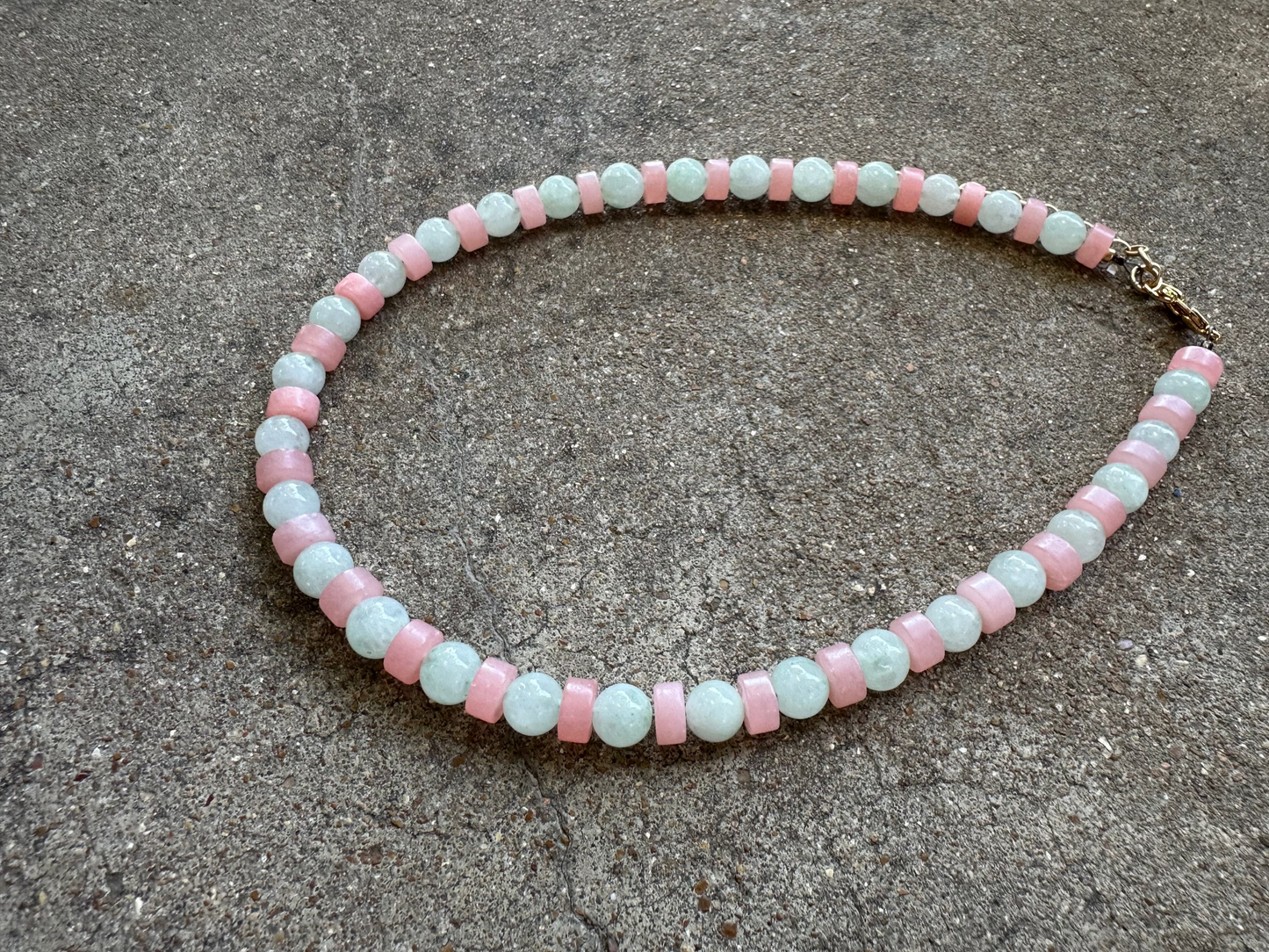 Beaded Necklace-Pale Pink & Pale Mint