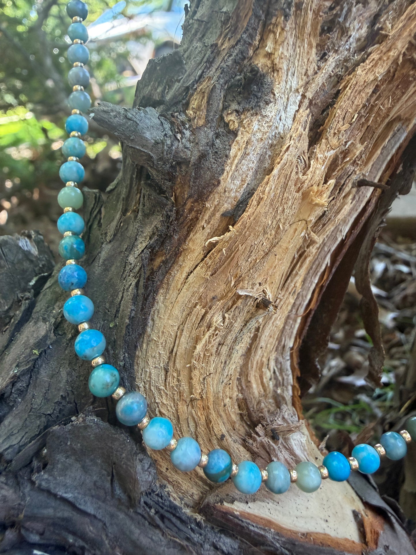 Dainty Beaded Necklace-Mixed Blues & Greens
