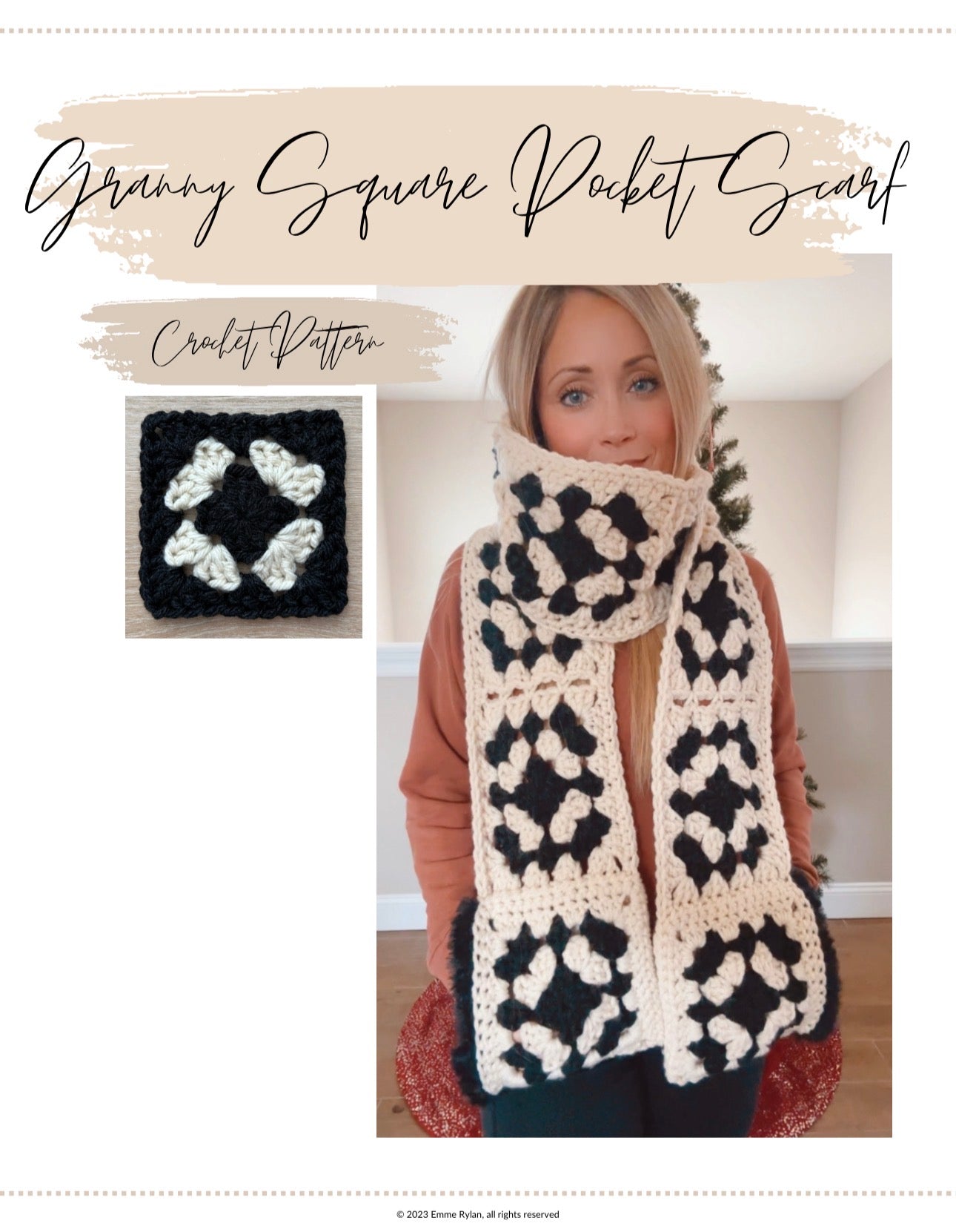 The Granny Square Pocket Scarf Crochet Pattern and Video Tutorial
