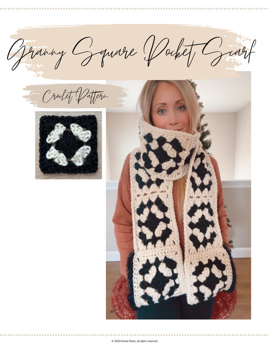 The Granny Square Pocket Scarf Crochet Pattern and Video Tutorial