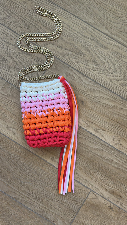 Sunset Stripe Crochet Phone Bag