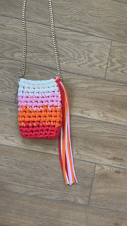 Sunset Stripe Crochet Phone Bag