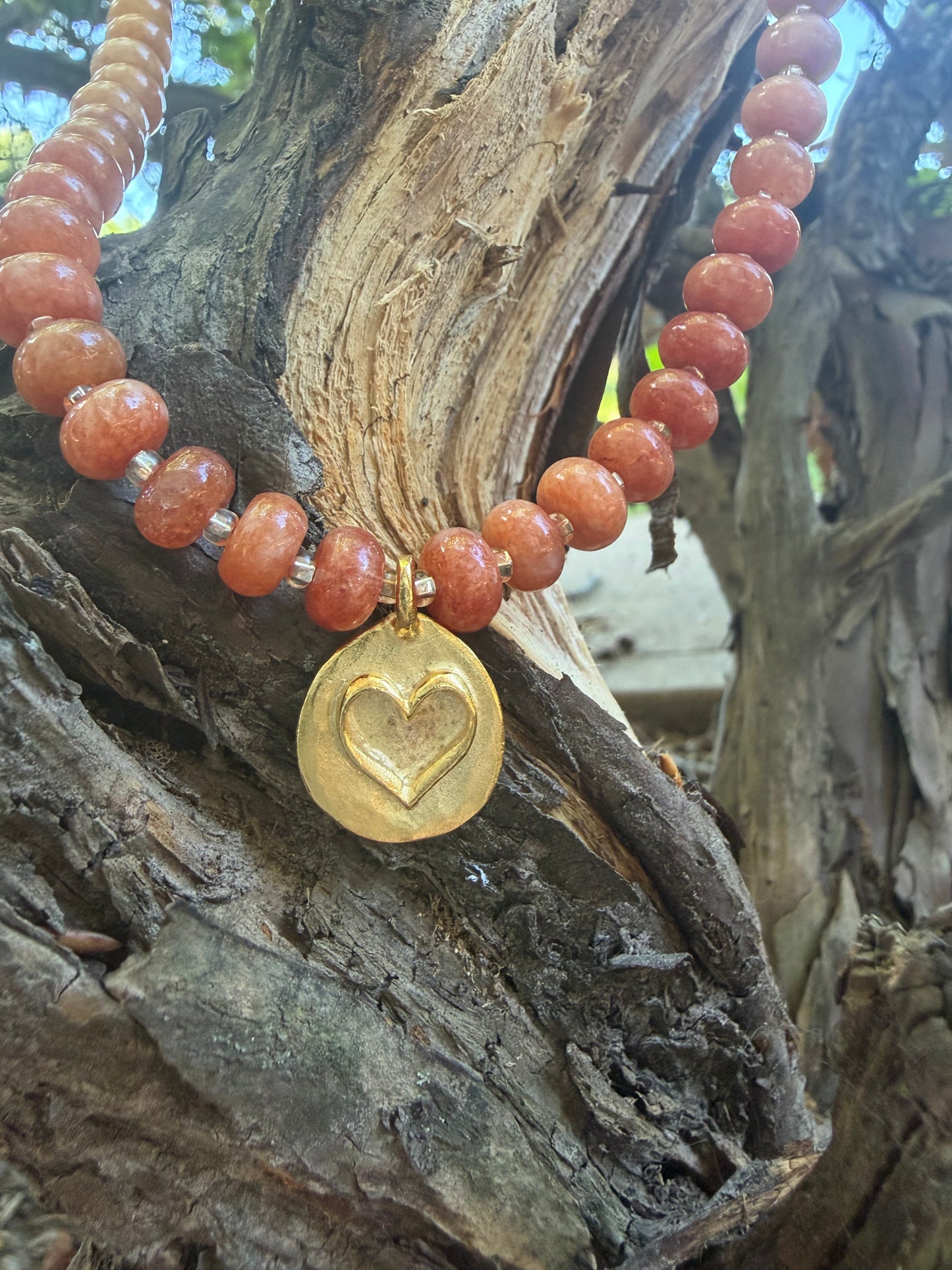 Beaded Necklace-Golden Heart