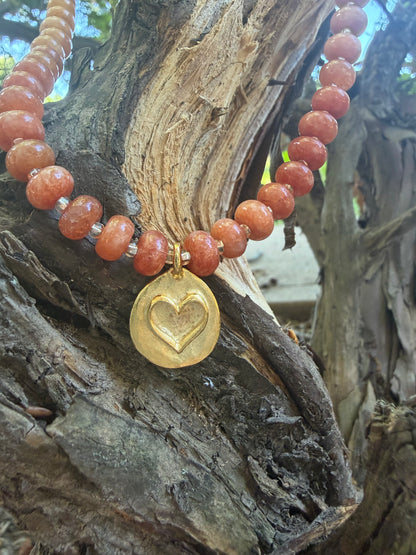 Beaded Necklace-Golden Heart