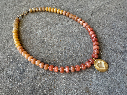 Beaded Necklace-Golden Heart