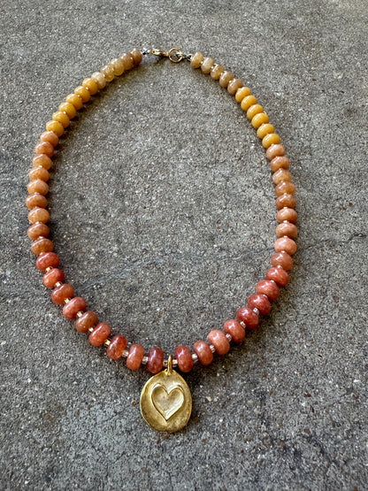 Beaded Necklace-Golden Heart