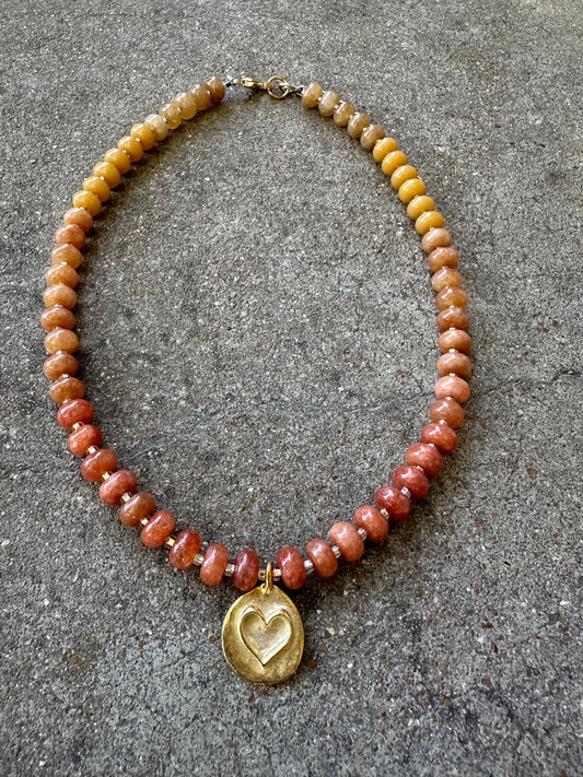 Beaded Necklace-Golden Heart