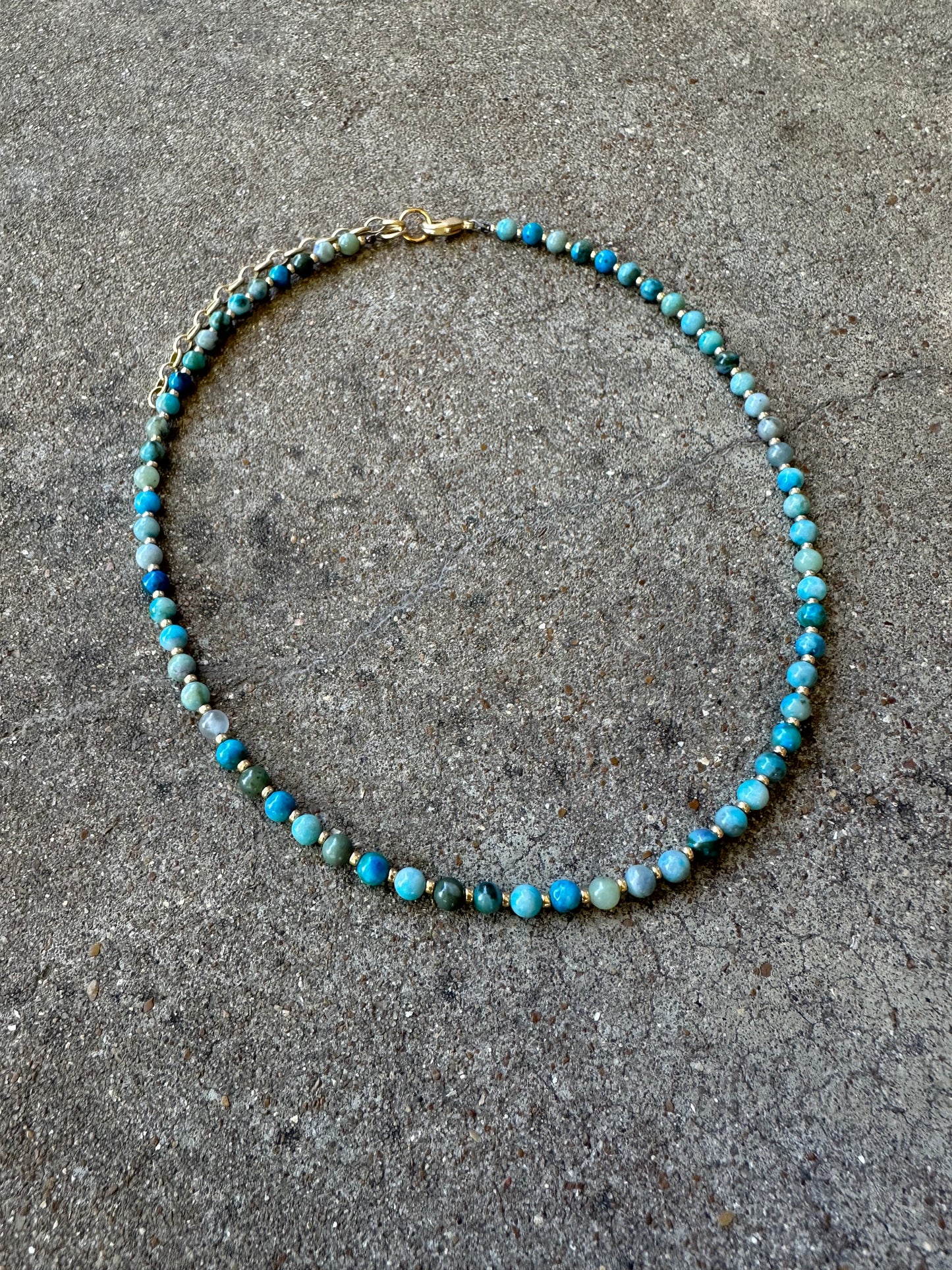 Dainty Beaded Necklace-Mixed Blues & Greens